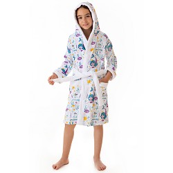 Albornoz Infantil de Terciopelo 100% Algodón Diseño Estampado Sirenitas