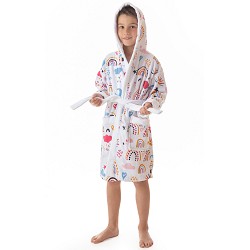 Albornoz Infantil de Terciopelo 100% Algodón Estampado Modelo Rainbows