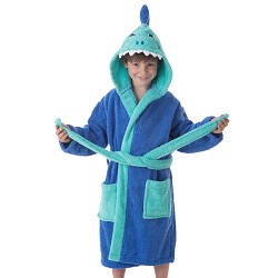 Albornoz Infantil Niño Algodón Natural 100% Capucha y Bolsillos Shark-Boy