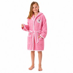 Albornoz Infantil Niñas - Algodón Natural -  Baño y Ducha - Capucha y Bolsillos - OekoTex Standar