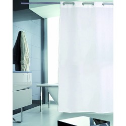 Cortina Baño Hotel Poliéster Anti Moho Basic Colores Blanco y Beige 2
