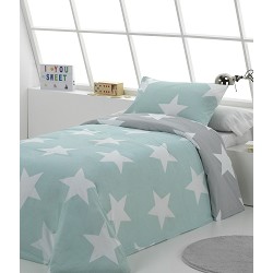 Funda Nórdica Infantil Reversible con Botones y Estrellas North Agua 2