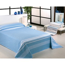 Manta de Algodón Para Hotel y Residencias Azul y Blanca 450 Gr