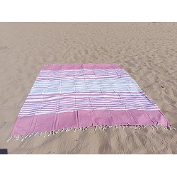 Pareo Fouta de Playa con Flecos Trenzados Tamaño Grande 200x200 cm Harnai 2