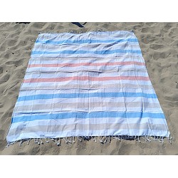 Pareo Fouta de Playa con Flecos Trenzados Tamaño Grande 200x200 cm Pulvila 2