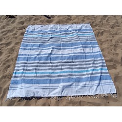 Pareo Fouta de Playa con Flecos Trenzados Tamaño Grande 200x200 cm Salmat 2