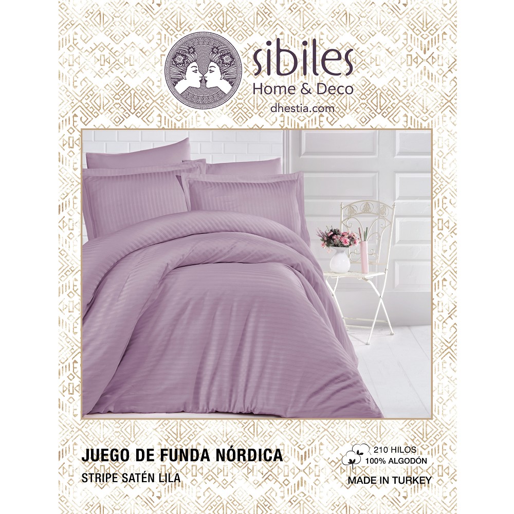 Juego Funda Nórdica Stripe Satén 210 Hilos Algodón Turco