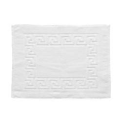 Alfombra de Baño Blanca 100% Algodón Cenefa Greca de 50x70 cm 2