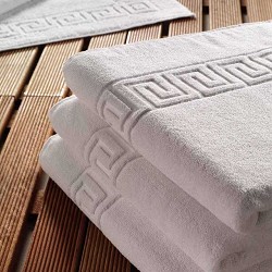 Toalla Blanca de Hotel Cenefa Greca 100% Algodon 20/2 de 500 gr/m2 2