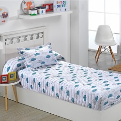 Colcha Bouti Ajustable Cama Nido Infantil y Juvenil de Verano Nubes Agua