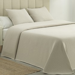 Colcha Piqué Aitana Beige Calidad Hotel Tejido Polialgodón 2