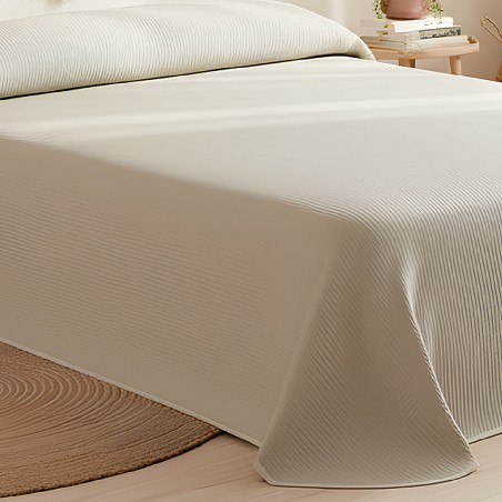 Colcha de Cama Piqué Beige - Calidad Hotel - Tejido Poli Algodón - OekoTex