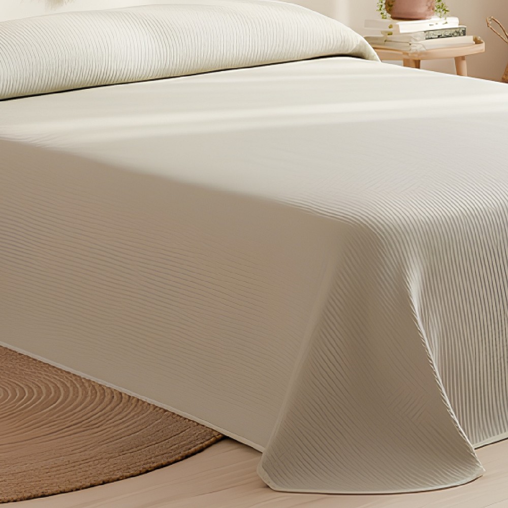 Colcha de Cama Piqué Beige - Calidad Hotel - Tejido Poli Algodón - OekoTex
