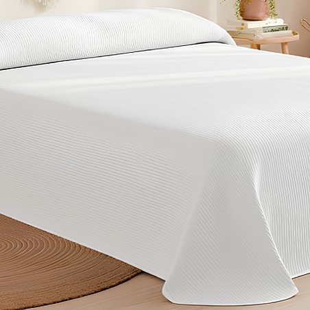 Colcha de Cama Piqué Blanca - Calidad Hotel - Tejido Poli Algodón - OekoTex