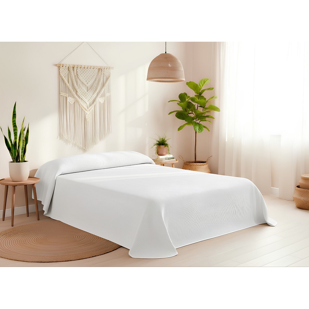 Colcha de Cama Piqué Blanca - Calidad Hotel - Tejido Poli Algodón - OekoTex