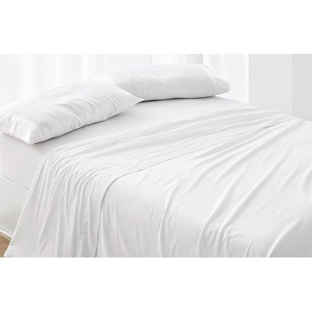 Sábana Encimera Premium Hotel Blanca - 180 Hilos y 140 Gramos - Tejido Mercerizado PoliAlgodón