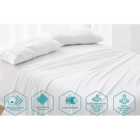 Funda Almohada Premium Hotel Blanca - 180 Hilos y 140 Gramos - Tejido Mercerizado PoliAlgodón
