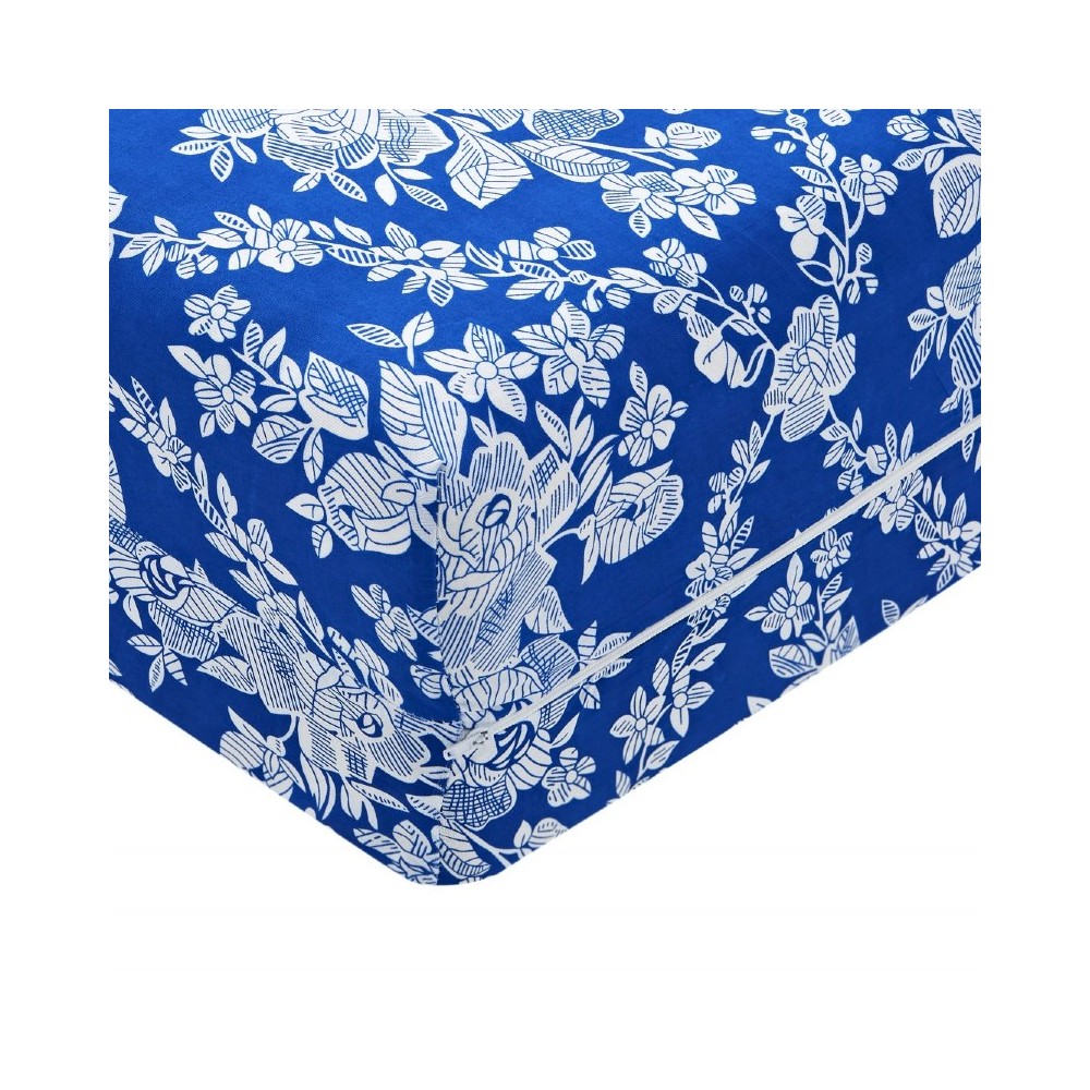 Funda de Colchón Poliéster Cremallera Estampado Flores Azul