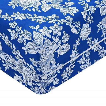 Funda de Colchón Poliéster Cremallera Estampado Flores Azul